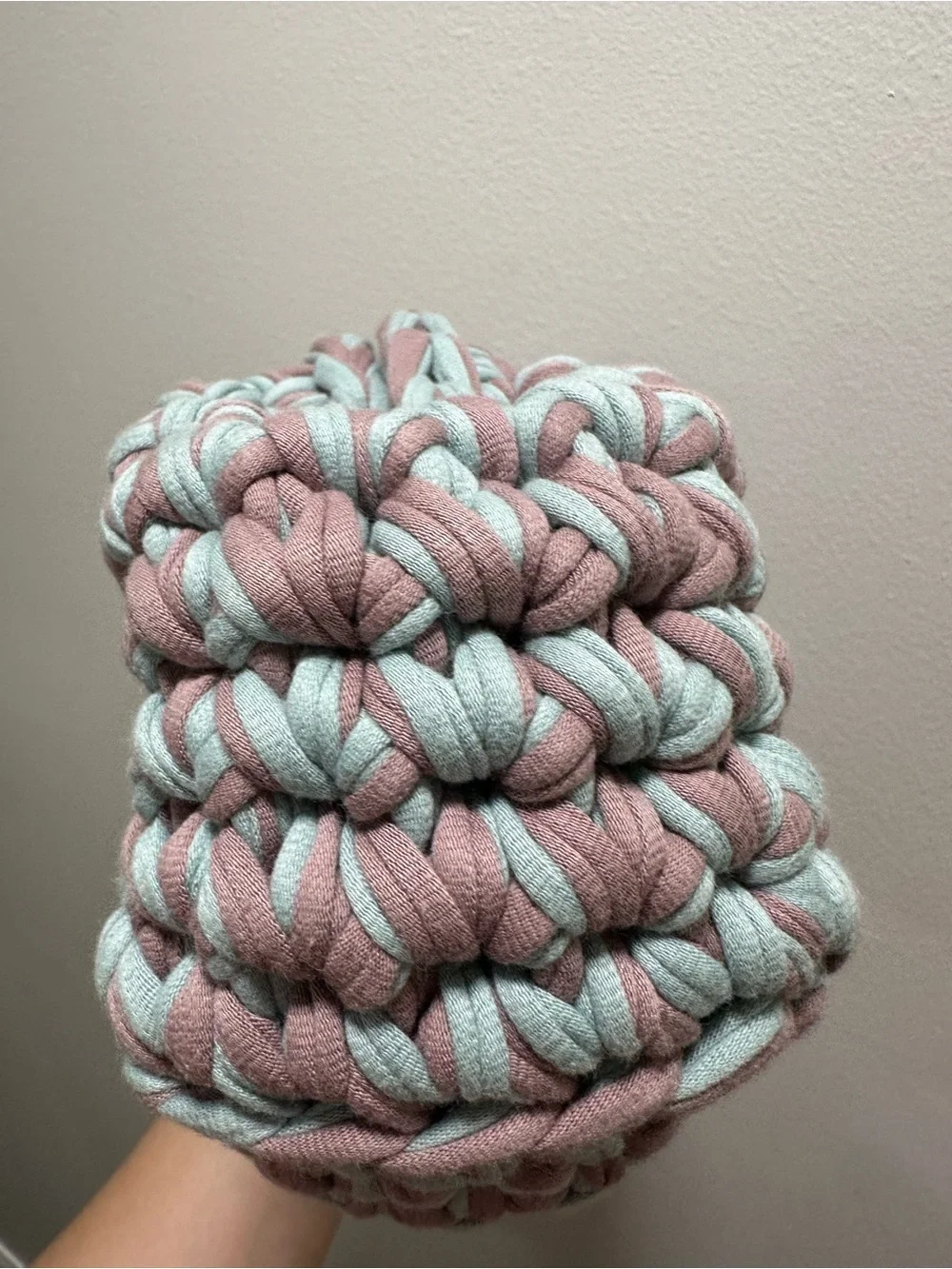 Parker Yarn Handmade Crochet Clutch Bag - Pink & Mint Green